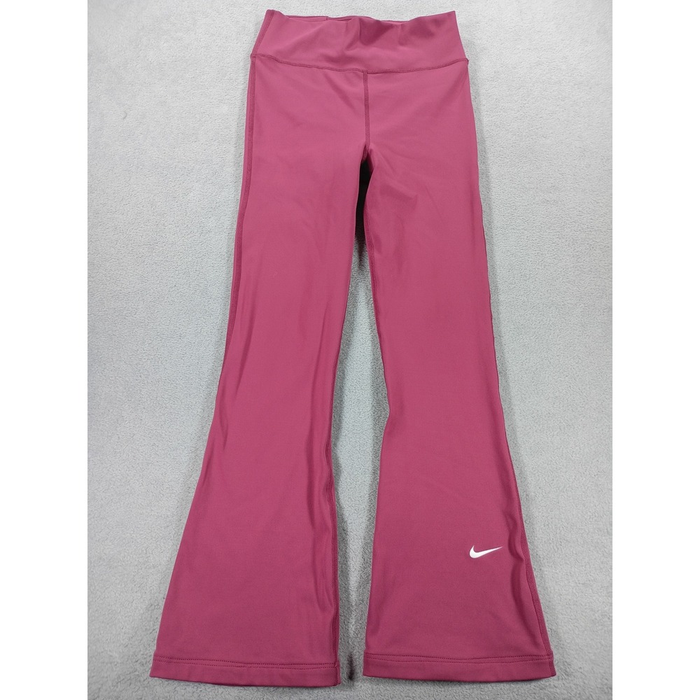 Nike Womens One Dri-FIT Flare Pants Pink Large High Waisted Leggings